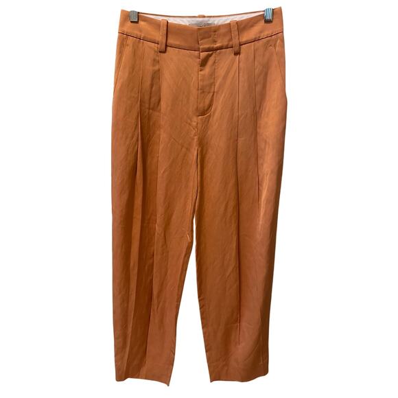 Vince Pleat Front Tapered Silky Pants Viscose Linen Women's Size 00 Luxury Money - Picture 5 of 8